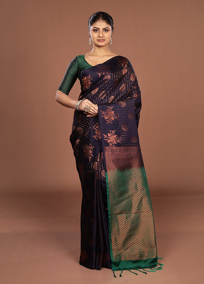 Blue Kanjivaram Silk Saree With Blouse Piece