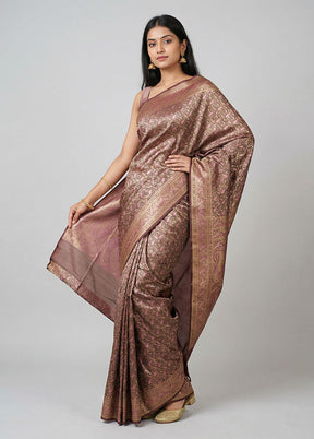 Maroon Jamewar Silk Saree With Blouse Piece