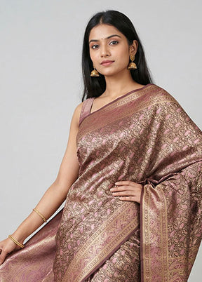 Maroon Jamewar Silk Saree With Blouse Piece