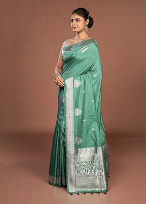 Green Dupion Silk Saree With Blouse Piece