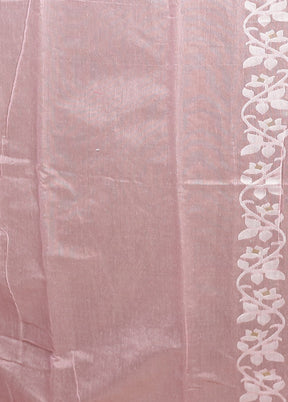 Pink Jamdani Cotton Saree Without Blouse Piece
