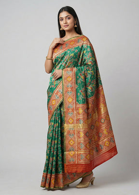 Multicolor Dupion Silk Saree With Blouse Piece