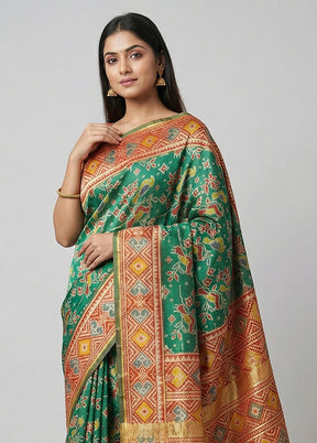 Multicolor Dupion Silk Saree With Blouse Piece