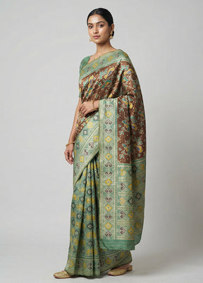 Multicolor Dupion Silk Saree With Blouse Piece