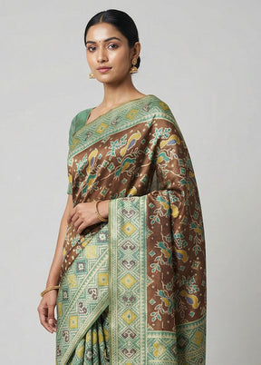 Multicolor Dupion Silk Saree With Blouse Piece
