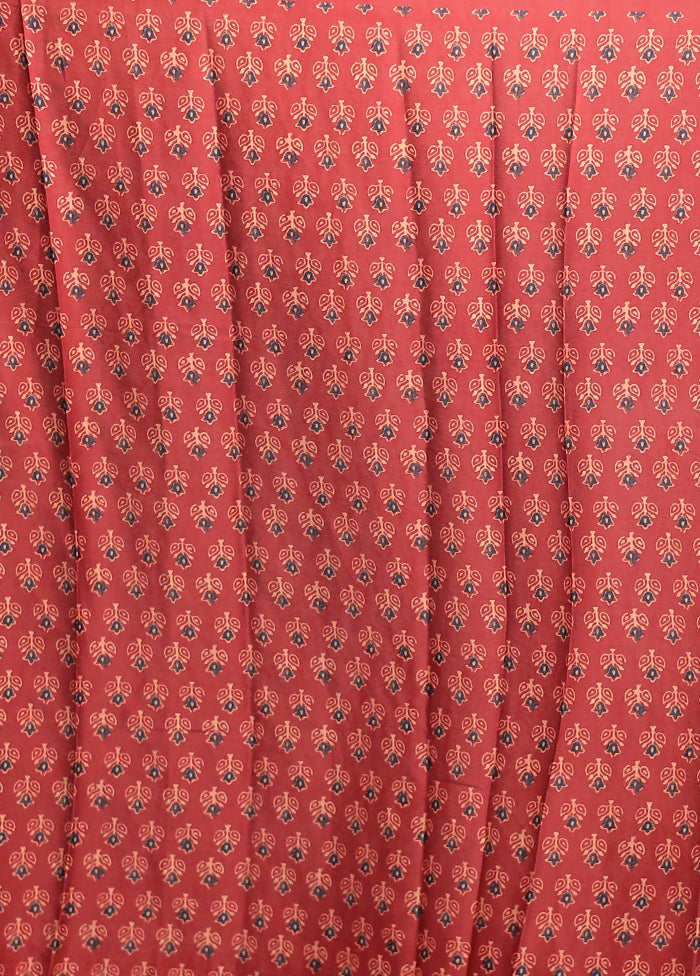 Maroon Printed Silk Saree Without Blouse Piece