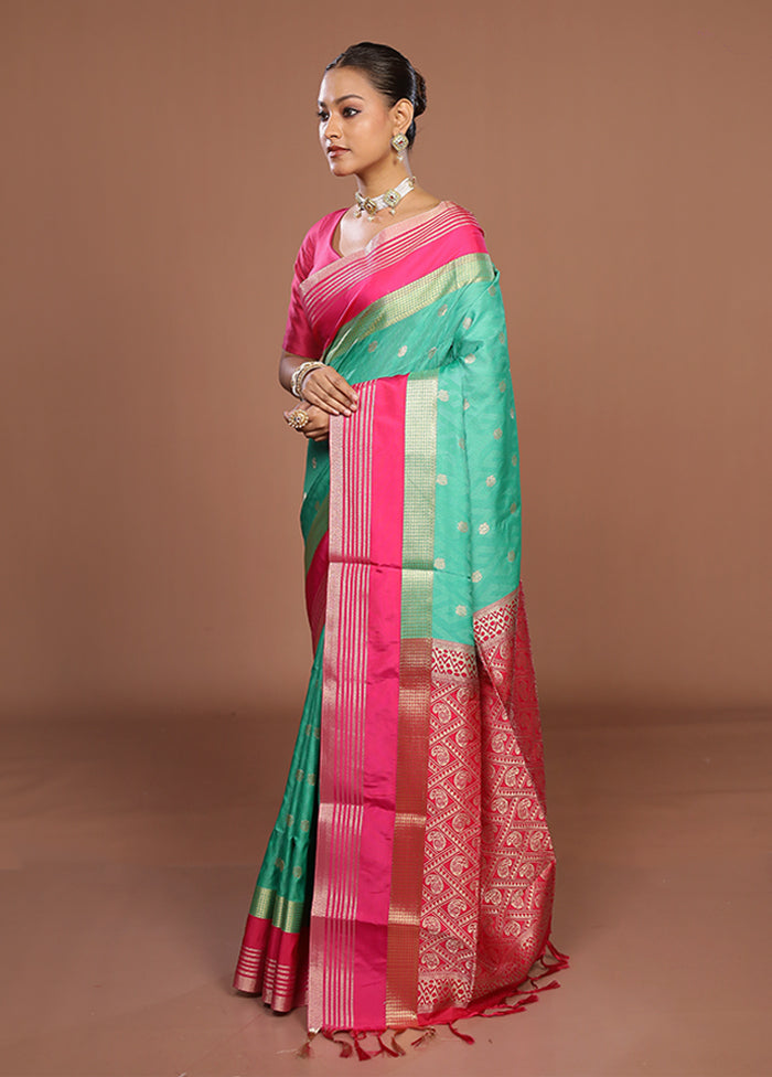 Green Kanjivaram Silk Saree With Blouse Piece