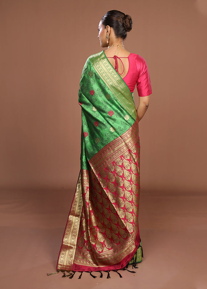 Green Kanjivaram Silk Saree With Blouse Piece