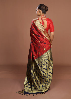 Maroon Kanjivaram Silk Saree With Blouse Piece