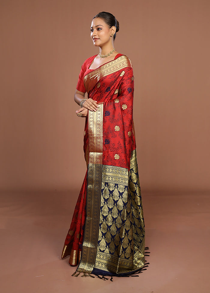 Maroon Kanjivaram Silk Saree With Blouse Piece