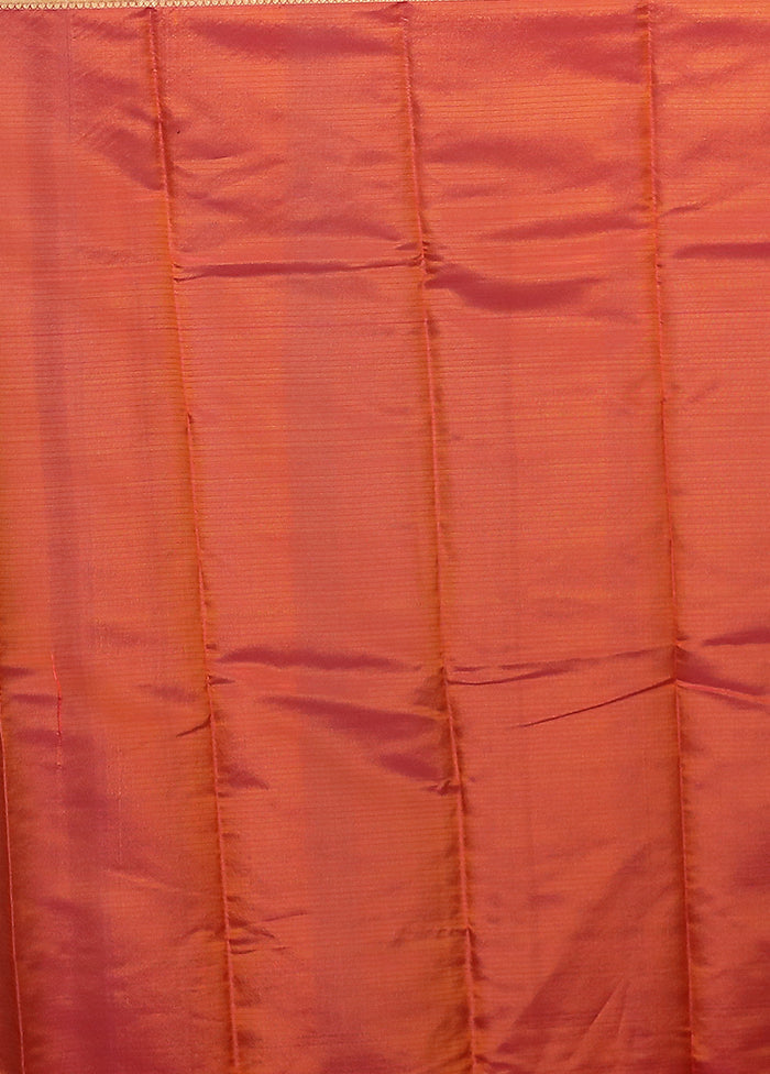 Pink Handloom Kanjivaram Pure Silk Saree With Blouse Piece