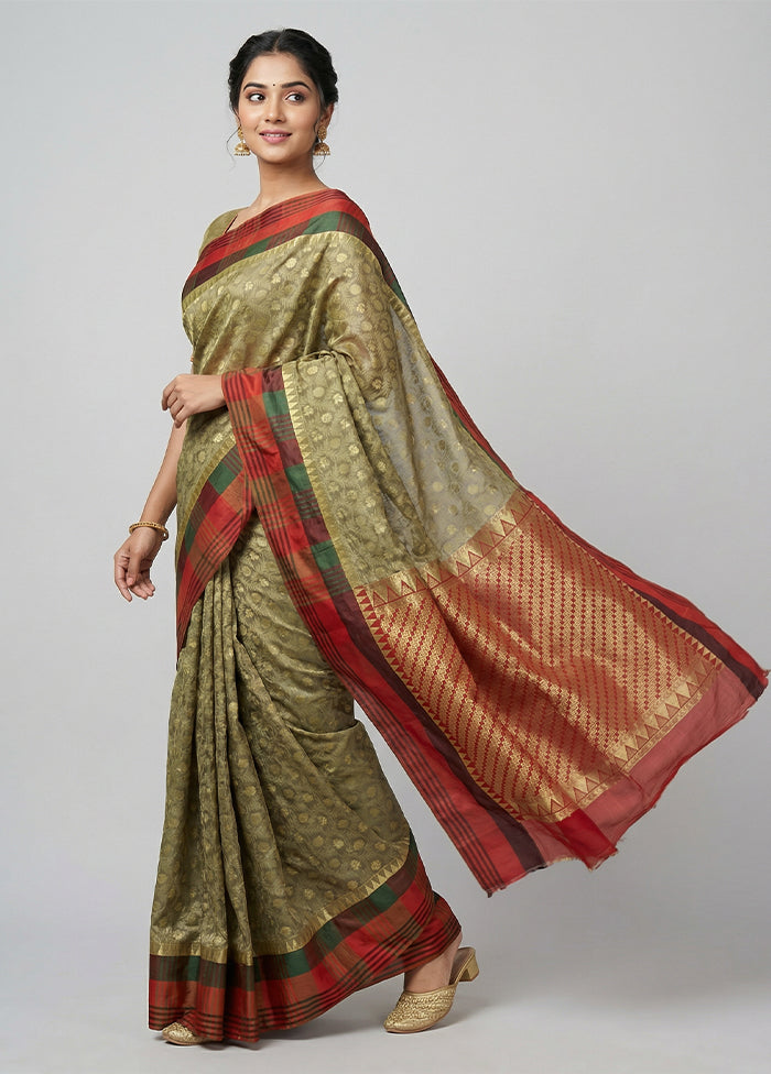 Grey Kanjivaram Silk Saree With Blouse Piece