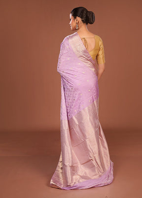 Grey Handloom Kanchipuram Pure Silk Saree With Blouse Piece