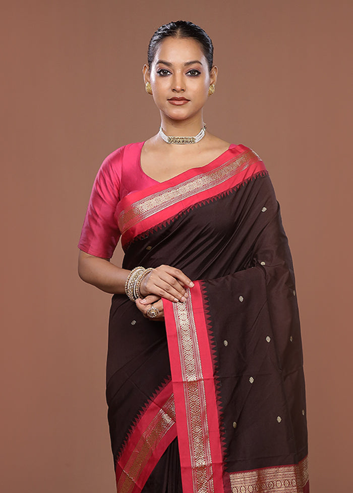 Purple Kanjivaram Silk Saree With Blouse Piece