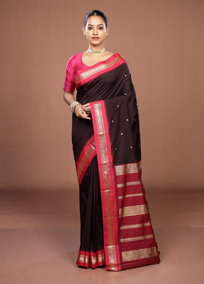 Purple Kanjivaram Silk Saree With Blouse Piece
