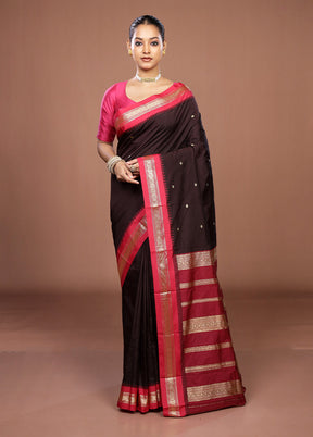 Purple Kanjivaram Silk Saree With Blouse Piece