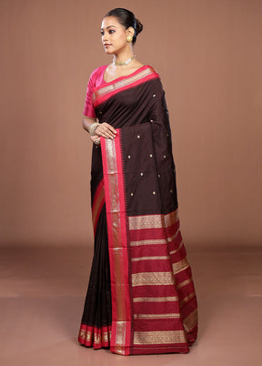 Purple Kanjivaram Silk Saree With Blouse Piece