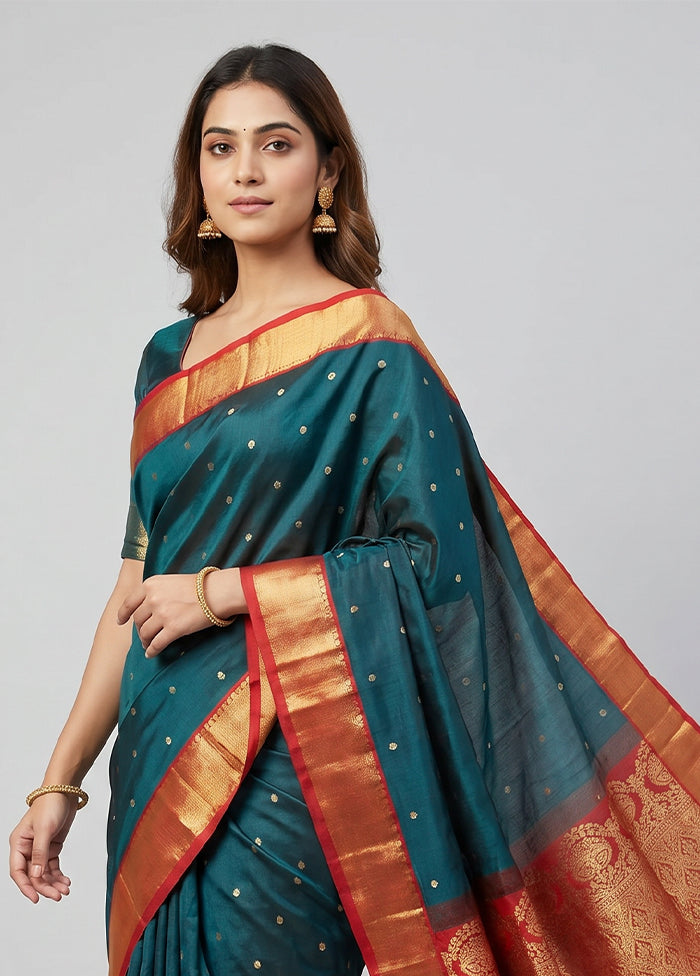 Green Kanjivaram Silk Saree With Blouse Piece