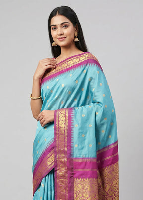 Green Kanjivaram Silk Saree With Blouse Piece