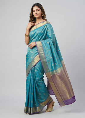 Green Kanjivaram Silk Saree With Blouse Piece