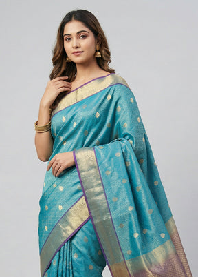 Green Kanjivaram Silk Saree With Blouse Piece