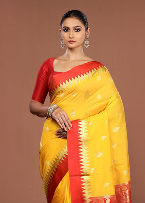 Yellow Kanjivaram Silk Saree With Blouse Piece