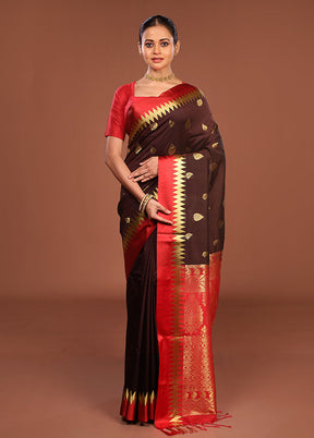 Black Kanjivaram Silk Saree With Blouse Piece