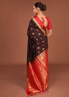 Black Kanjivaram Silk Saree With Blouse Piece