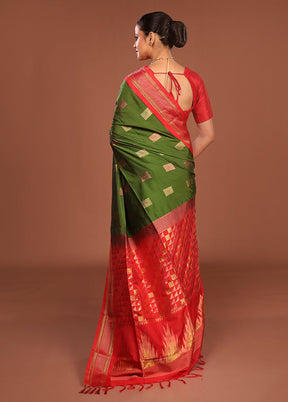 Green Kanjivaram Silk Saree With Blouse Piece