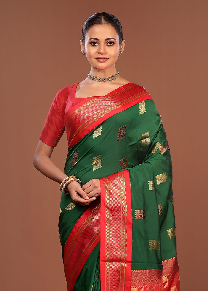 Green Kanjivaram Silk Saree With Blouse Piece