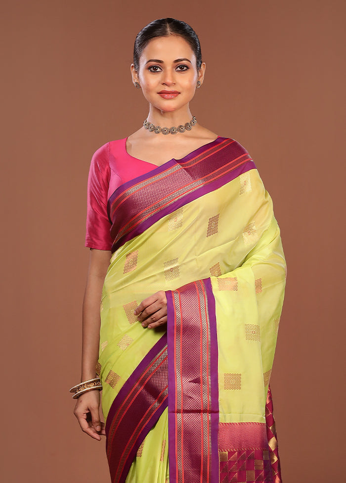 Green Kanjivaram Silk Saree With Blouse Piece