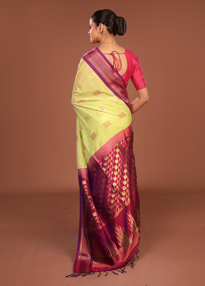 Green Kanjivaram Silk Saree With Blouse Piece