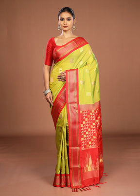 Green Kanjivaram Silk Saree With Blouse Piece