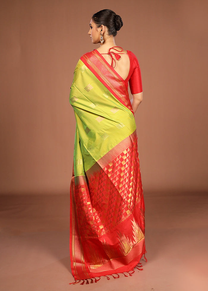 Green Kanjivaram Silk Saree With Blouse Piece