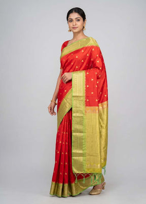Green Kanjivaram Silk Saree With Blouse Piece
