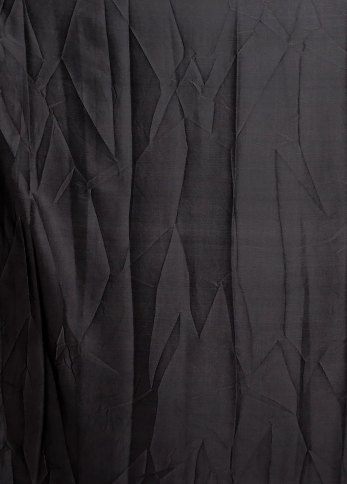 Black Printed Silk Saree With Blouse Piece