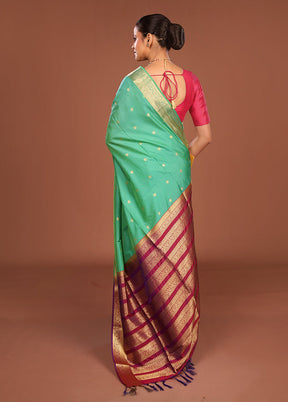 Green Kanjivaram Silk Saree With Blouse Piece