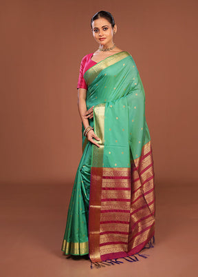 Green Kanjivaram Silk Saree With Blouse Piece