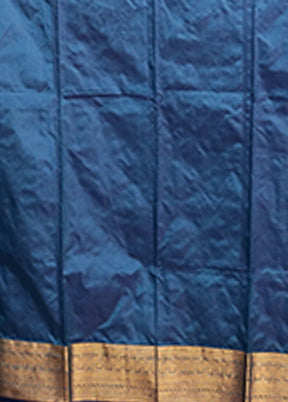 Blue Kanjivaram Silk Saree With Blouse Piece
