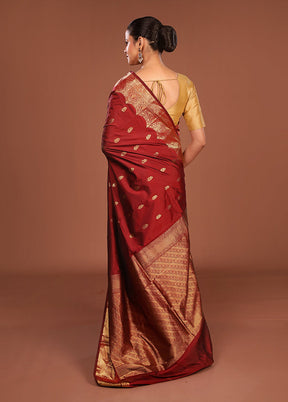 Maroon Kanjivaram Silk Saree With Blouse Piece