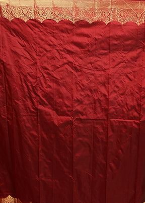 Maroon Kanjivaram Silk Saree With Blouse Piece