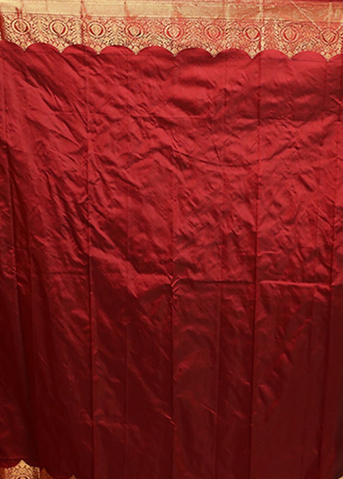 Maroon Kanjivaram Silk Saree With Blouse Piece