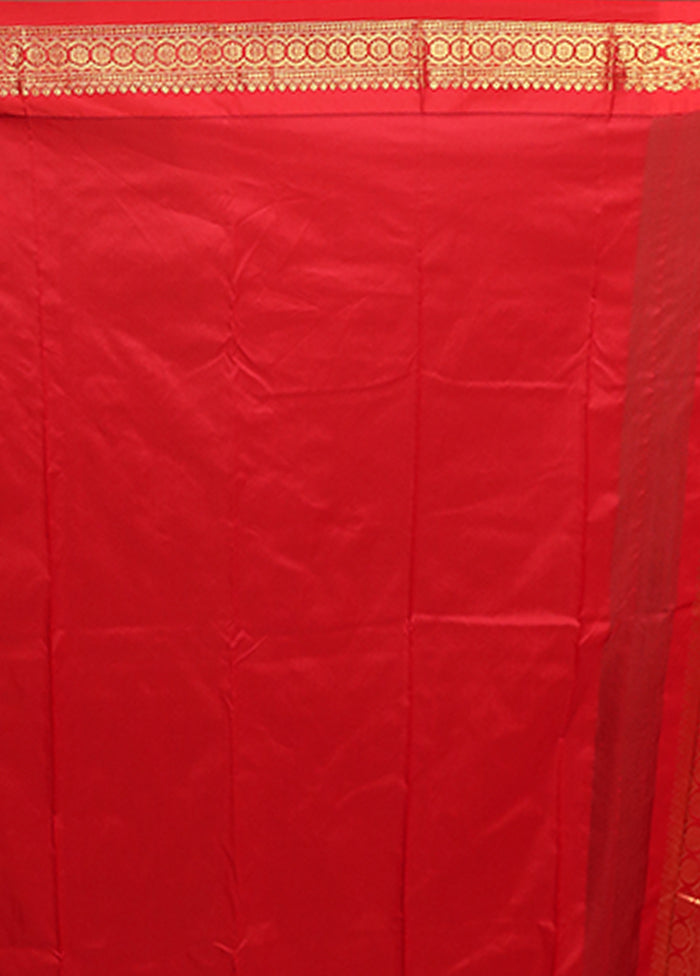 Orange Kanjivaram Silk Saree With Blouse Piece