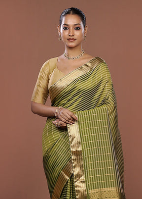 Green Kanjivaram Silk Saree With Blouse Piece