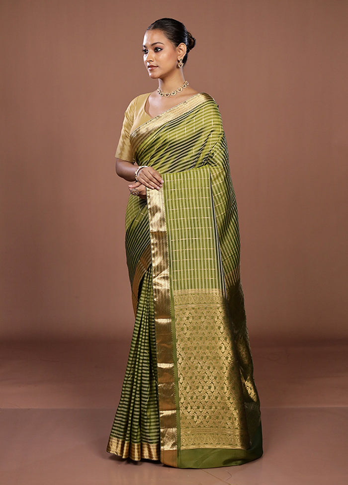 Green Kanjivaram Silk Saree With Blouse Piece