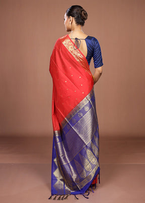 Red Kanjivaram Silk Saree With Blouse Piece