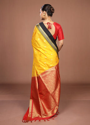 Yellow Kanjivaram Silk Saree With Blouse Piece