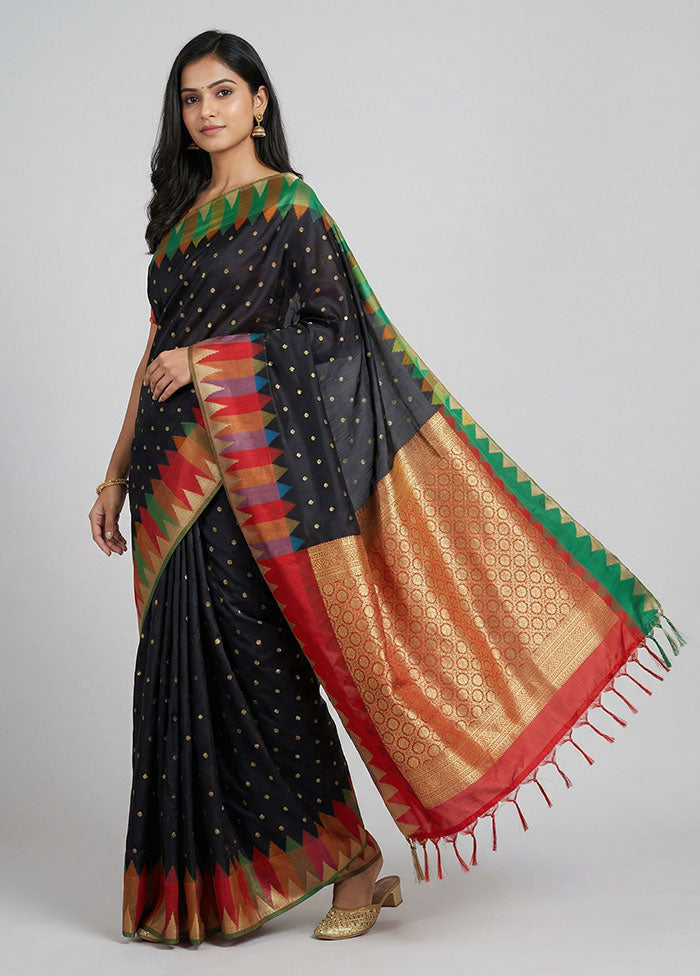 Black Kanjivaram Silk Saree With Blouse Piece