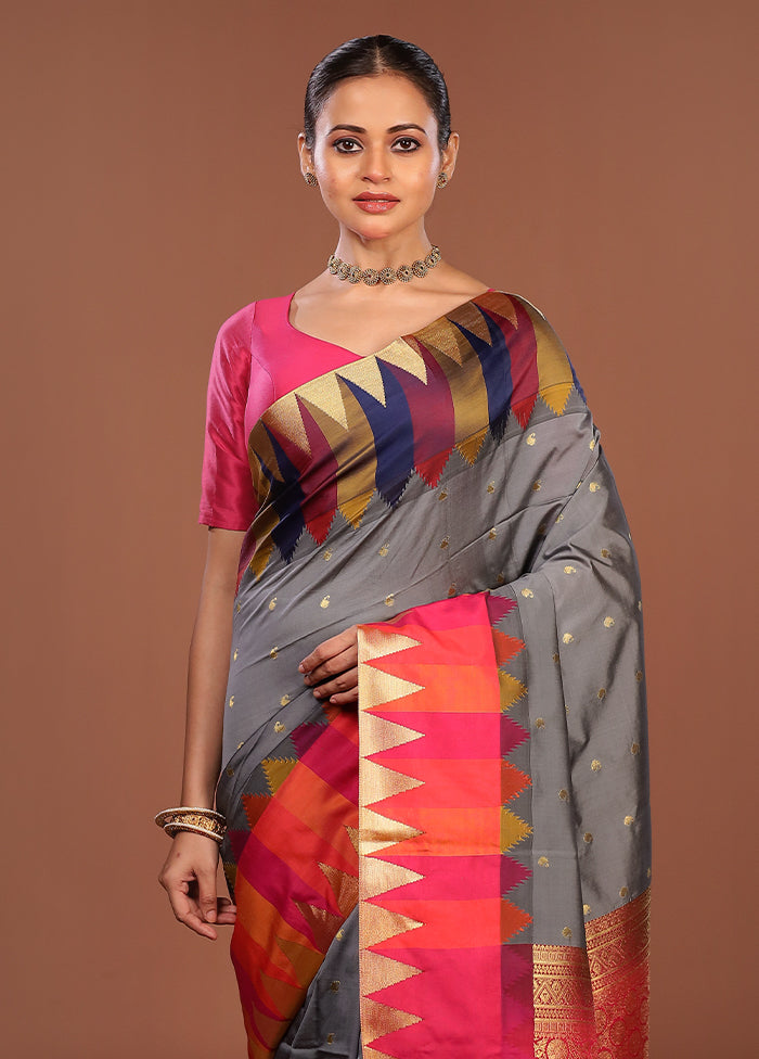 Cream Kanjivaram Silk Saree With Blouse Piece