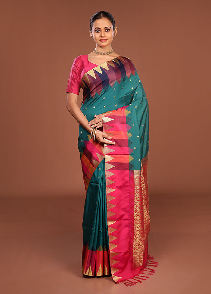 Green Kanjivaram Silk Saree With Blouse Piece